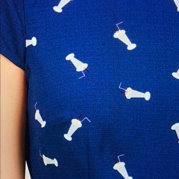 Agile Employee Dress in Milkshakes in Navy - Picture 2 of 4